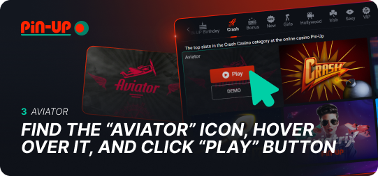 Find the "Aviator" icon in the Pin Up games catalog