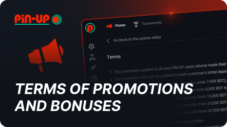 Terms and conditions for using promotions and bonuses Pin Up